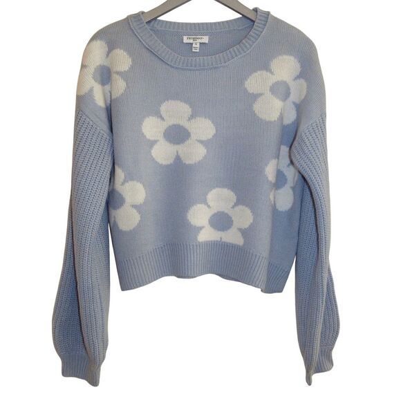 New Freshman 1996 Daisy Knit Oversized Crop Sweater Sz M - Picture 1 of 4